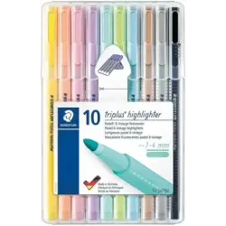 Staedtler Triplus Textsurfer 362 Pack de 10 Marcadores Fluorescentes - Trazo 1 - 4mm Aprox - Tina Base de Agua - Colores Surtido