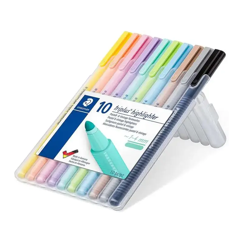 Staedtler Triplus Textsurfer 362 Pack de 10 Marcadores Fluorescentes - Trazo 1 - 4mm Aprox - Tina Base de Agua - Colores Surtido