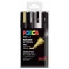 Posca PC-5M Pack de 4 Marcadores de Pintura - Punta de Bala 1.8-2.5mm - Tinta Base al Agua - No Permanente - Resistente a la Luz