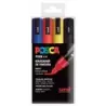 Posca PC-5M Pack de 4 Marcadores de Pintura - Punta de Bala 1.8-2.5mm - Tinta Base al Agua - No Permanente - Resistente a la Luz