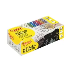 Jovi Metalic Caja de 24 Rotuladores - Colores Efecto Metalico - Tinta Base de Agua - Facil Limpieza - Ideal para Papel Oscuro y