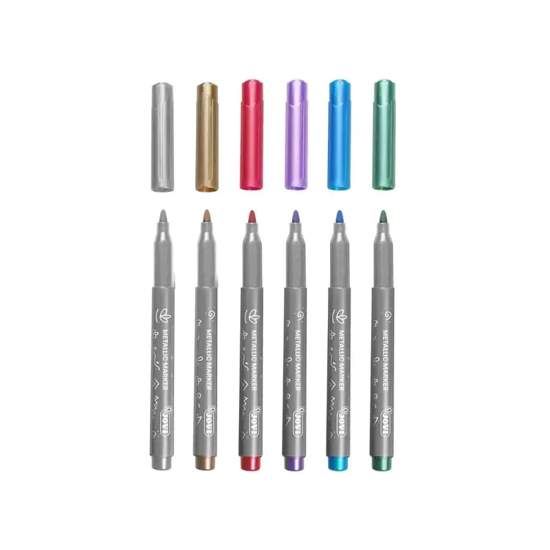 Jovi Metalic Caja de 24 Rotuladores - Colores Efecto Metalico - Tinta Base de Agua - Facil Limpieza - Ideal para Papel Oscuro y