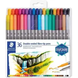 Staedtler 3200 Pack de 36 Rotuladores de Doble Punta - Resistente a la Presion - Colores Surtidos | Ahorro Imprimiendo
