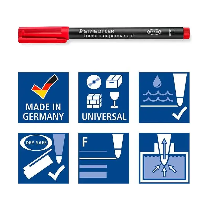 Staedtler Lumocolor 318 Pack de 14 Rotuladores Permanentes - Trazo Fino 0.6mm - Secado Rapido - Muy poco Olor - Colores Surtidos