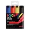 Posca PC-8K Estuche de 4 Marcadores de Pintura - Punta Biselada Acrilica 8mm - Tinta Base al Agua - No Permanente - Resistente a
