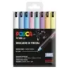 Posca PC1MR Pack de 8 Marcadores de Pintura - Punta Roller de Fibra 0.7mm - Tinta Pigmentada Base al Agua - Resistente a la Luz