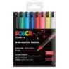 Posca PC1MR Pack de 8 Marcadores de Pintura - Punta Roller de Fibra 0.7mm - Tinta Pigmentada Base al Agua - Resistente a la Luz