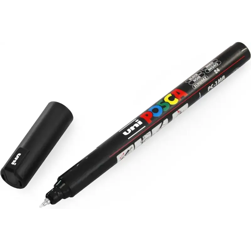 Posca PC1MR Pack de 8 Marcadores de Pintura - Punta Roller de Fibra 0.7mm - Tinta Pigmentada Base al Agua - Resistente a la Luz