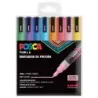 Posca PC3M Pack de 8 Marcadores de Pintura - Punta Conica 0.9-1.3mm - Tinta Base al Agua - Resistente a la Luz - Ideal para Cart