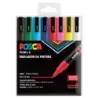 Posca PC3M Pack de 8 Marcadores de Pintura - Punta Conica 0.9-1.3mm - Tinta Base al Agua - Resistente a la Luz - No Permanente -