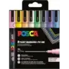 Posca PC3M Pack de 8 Marcadores de Pintura - Punta Conica 0.9-1.3mm - Tinta Base al Agua - Resistente a la Luz - Ideal para Cart