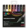 Posca PC-5M Estuche de 8 Marcadores de Pintura - Punta de Bala 1.8-2.5mm - Tinta Base al Agua - Resistente a la Luz - No Permane
