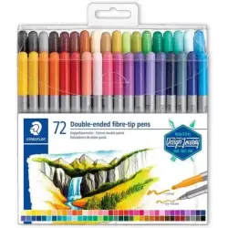 Staedtler 3200 Pack de 72 Rotuladores de Doble Punta - Resistente a la Presion - Colores Surtidos | Ahorro Imprimiendo