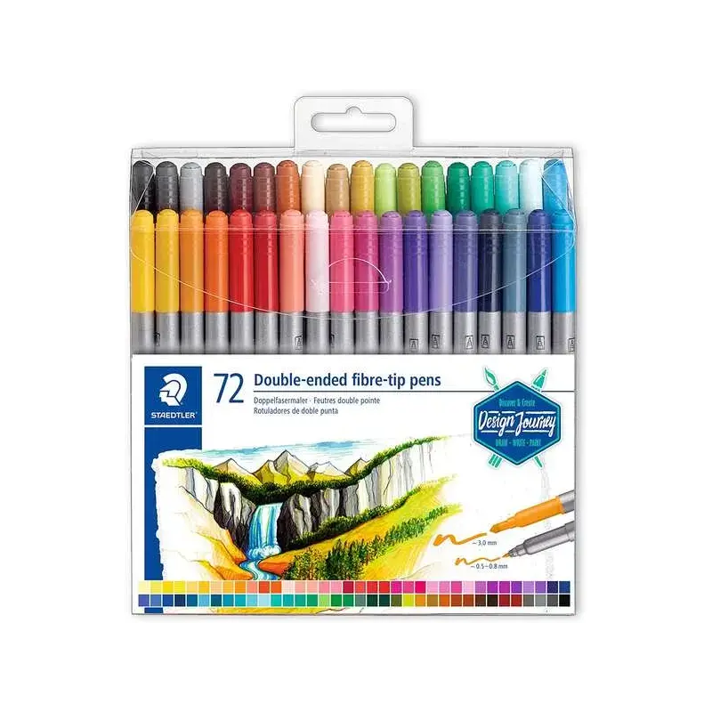 Staedtler 3200 Pack de 72 Rotuladores de Doble Punta - Resistente a la Presion - Colores Surtidos | Ahorro Imprimiendo