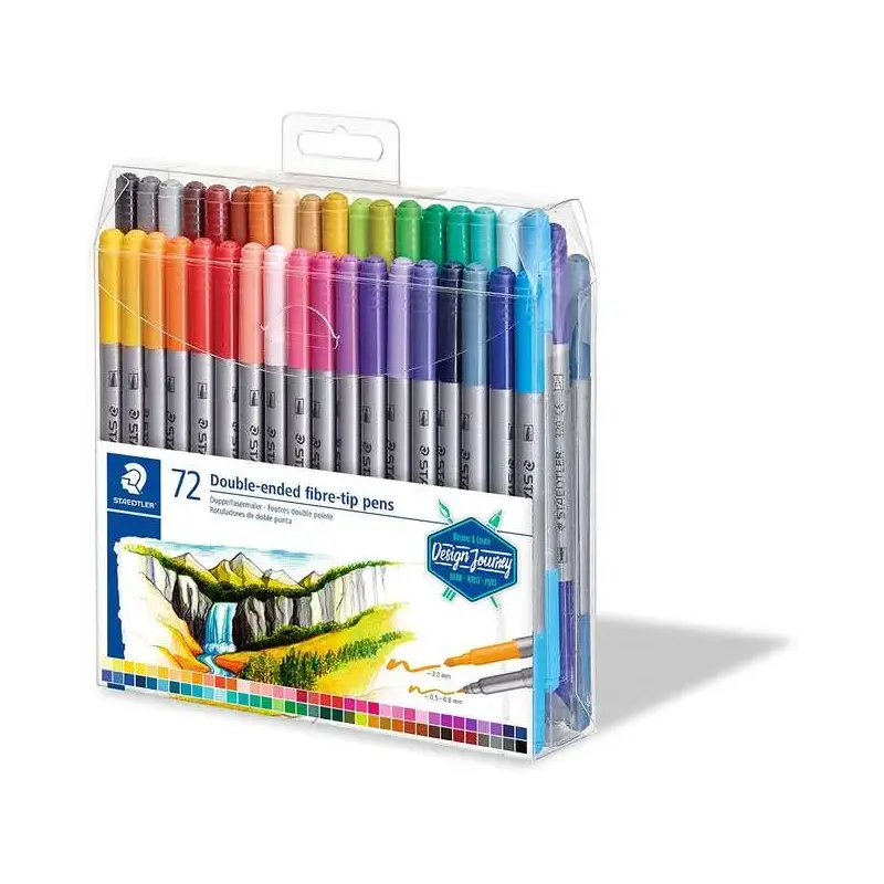 Staedtler 3200 Pack de 72 Rotuladores de Doble Punta - Resistente a la Presion - Colores Surtidos | Ahorro Imprimiendo