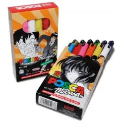 Posca PC-1MR Pack de 12 Marcadores de Pintura - Punta Roller de Fibra 0.7mm - Tinta Base al Agua - Resistente a la Luz - No Perm