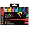 Posca PC-8K/8C Estuche de 8 Marcadores de Pintura - Punta Biselada Acrilica 8mm - Tinta Base al Agua - Resistente a la Luz - Col