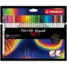 Stabilo Pen 68 Brush Arty Pack de 30 Rotuladores - Punta de Pincel - Tinta a Base de Agua - Colores Surtidos | Ahorro Imprimiend