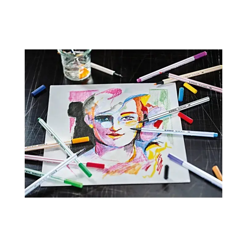 Stabilo Pen 68 Brush Arty Pack de 30 Rotuladores - Punta de Pincel - Tinta a Base de Agua - Colores Surtidos | Ahorro Imprimiend