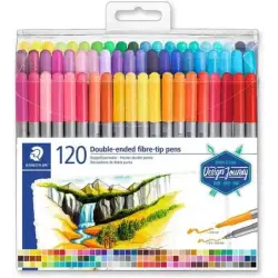 Staedtler 3200 Pack de 120 Rotuladores de Doble Punta - Resistente a la Presion - Colores Surtidos | Ahorro Imprimiendo