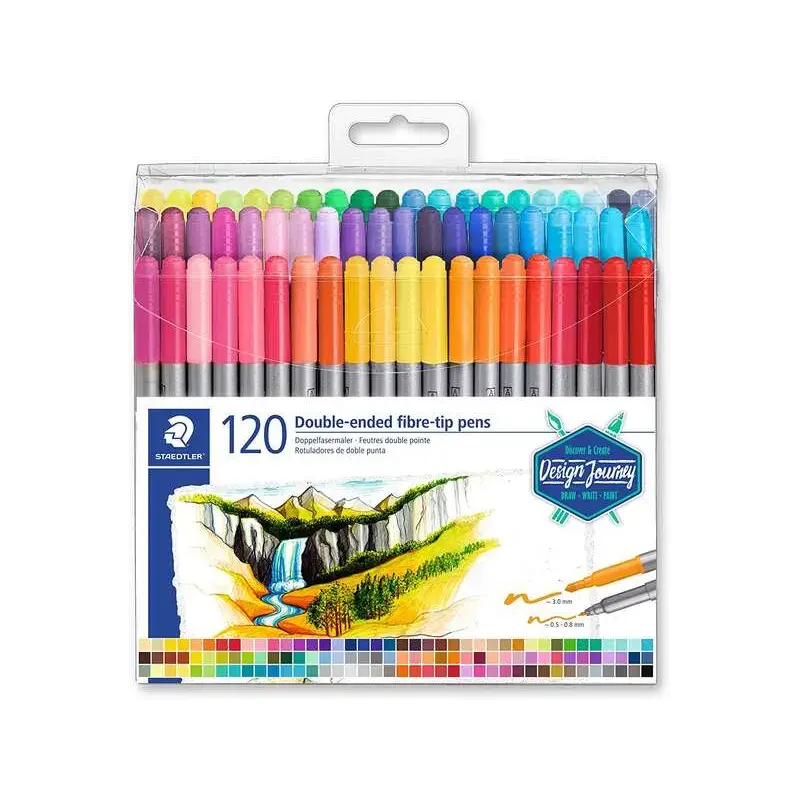 Staedtler 3200 Pack de 120 Rotuladores de Doble Punta - Resistente a la Presion - Colores Surtidos | Ahorro Imprimiendo