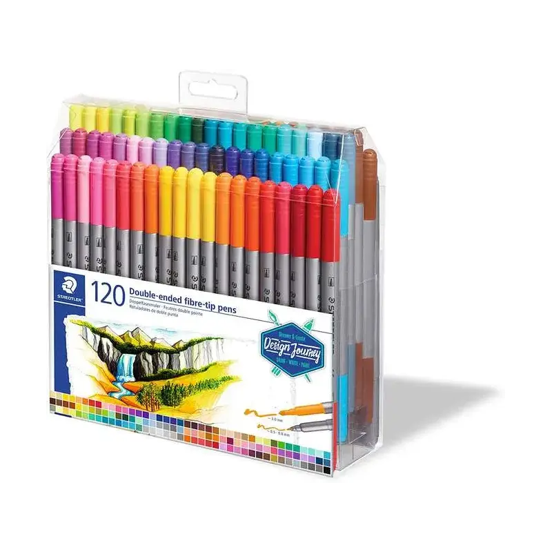 Staedtler 3200 Pack de 120 Rotuladores de Doble Punta - Resistente a la Presion - Colores Surtidos | Ahorro Imprimiendo