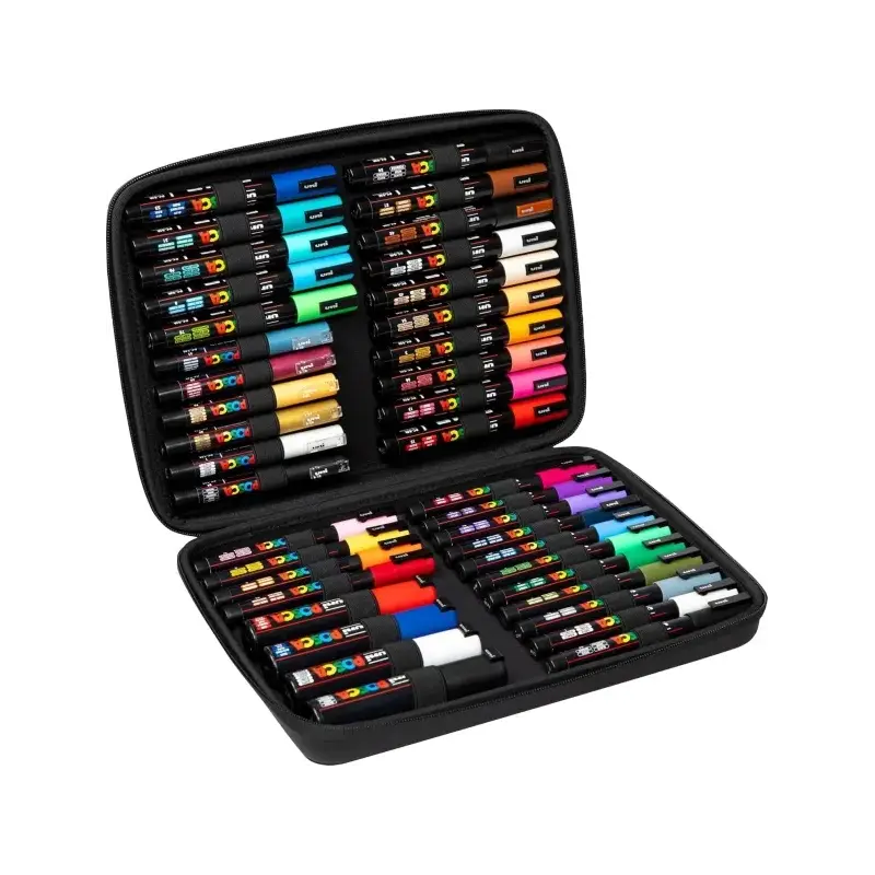 Posca Maletin Premium con 40 Marcadores de Pintura - Surtido en Color y Trazo - Punta de Poliester - Tinta Pigmentada Base Agua