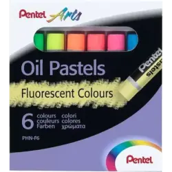 Pentel Oil Pastels Pack de 6 Pasteles Oleo Fluorescentes - Blandos, Cremosos y de Secado Lento - Colores Fluorescentes Surtidos