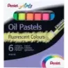 Pentel Oil Pastels Pack de 6 Pasteles Oleo Fluorescentes - Blandos, Cremosos y de Secado Lento - Colores Fluorescentes Surtidos
