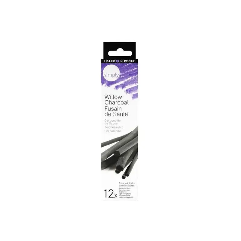 Daler Rowney Simply Charcoal Pack de 12 Carboncillos de Sauce - Marca Suave e Intensa - Ideal para Artistas y Aficionados | Ahor
