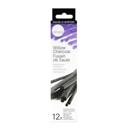 Daler Rowney Simply Charcoal Pack de 12 Carboncillos de Sauce - Marca Suave e Intensa - Ideal para Artistas y Aficionados | Ahor