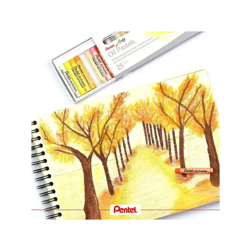 Pentel Oil Pastels Pack de 25 Pasteles Oleo - Blandos, Cremosos y de Secado Lento - Colores Surtidos | Ahorro Imprimiendo