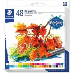 Staedtler Pasteles al Oleo 2420 Pack de 48 Ceras Blandas - Resistencia a la Rotura - Extremadamente Brillantes - Colores Surtido