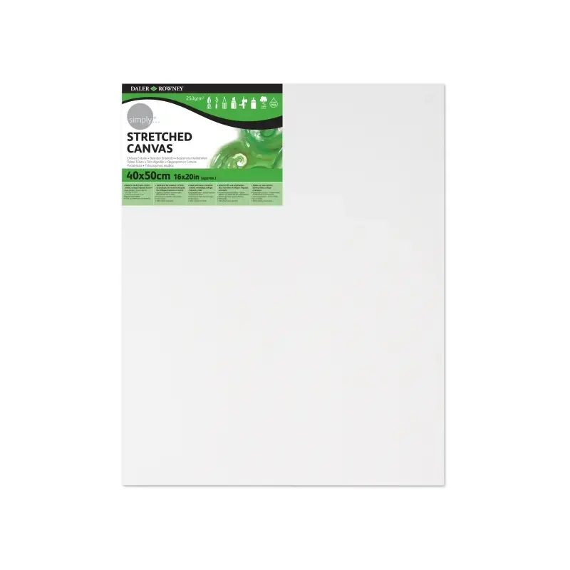 Daler Rowney Simply Bastidor Entelado - 40x50cm - Imprimacion Triple - Grano Medio - 100% Algodon sin Acido - 250g - Color Blanc