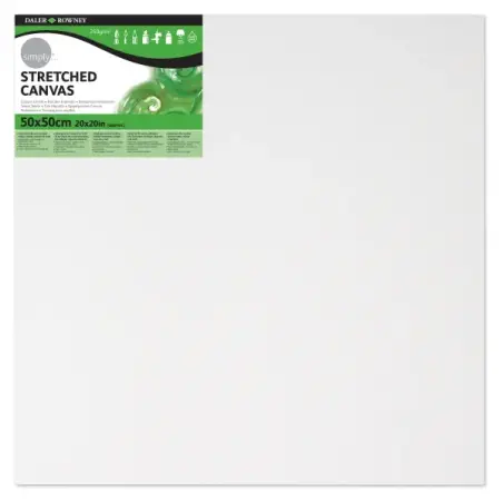 Daler Rowney Simply Bastidor Entelado - 50x50cm - Imprimacion Triple - Grano Medio - 100% Algodon sin Acido - 250g - Color Blanc