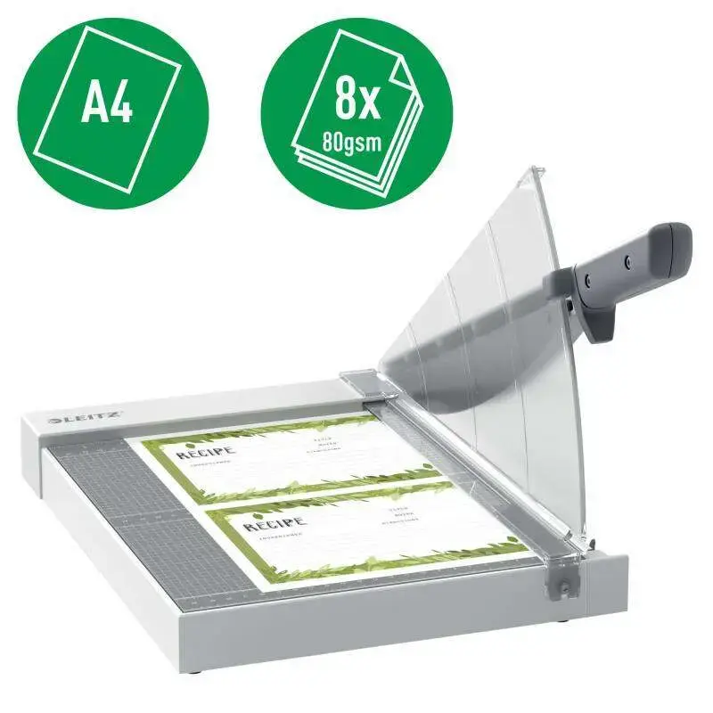 Leitz Precision Home A4 Guillotina de Papel A4 - Corta hasta 8 Hojas - Cuchilla de Acero Inoxidable Templado - Compacta y Ligera