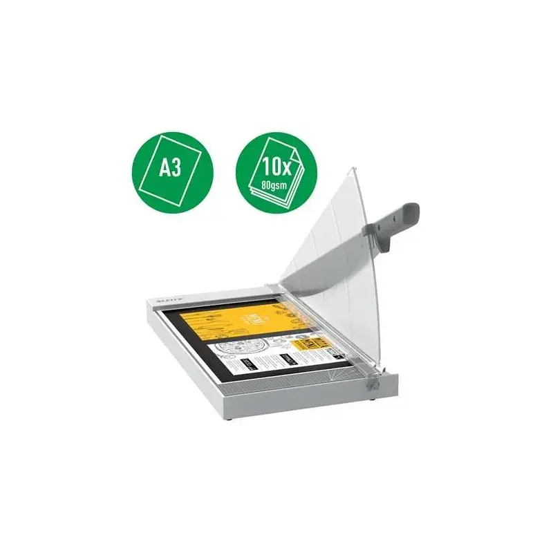 Leitz Precision Home Office A3 Guillotina de Papel Formato A3 - Corta hasta 10 Hojas - Iluminacion del Filo de Corte - Cuchilla