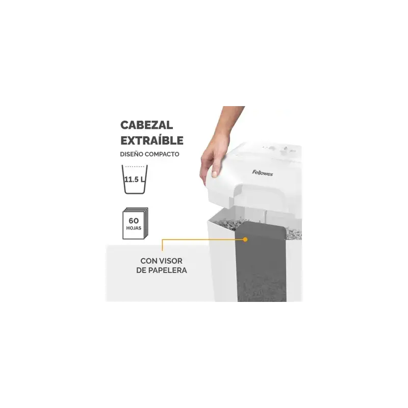 Fellowes LX25 Destructora de Papel Manual Corte en Particulas P-4 - Destruye hasta 6 Hojas - Papelera de 11.5L - Color Blanco |