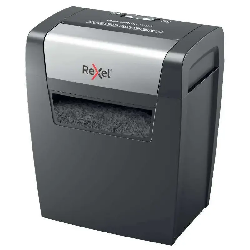 Rexel Momentum X406 Destructora Papel Corte Confeti P-4 - Destruye hasta 7 Hojas a la Vez - Capacidad de la Papelera 15L - Color
