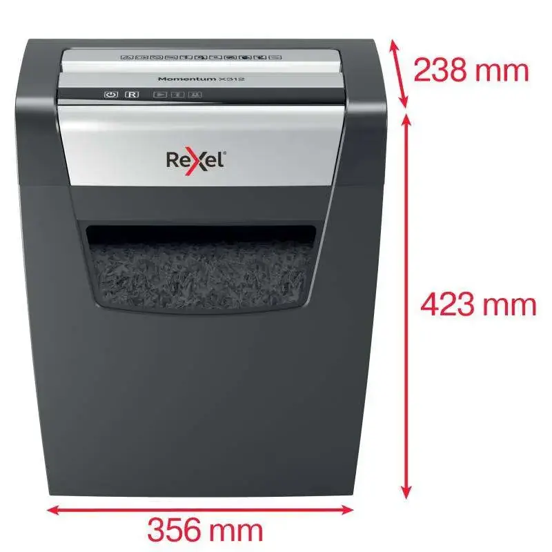 Rexel Momentum x312 Destructora de Papel Manual Corte Confeti P-3 - Destruye hasta 12 Hojas - Funcionamiento Ininterrumpido 6min