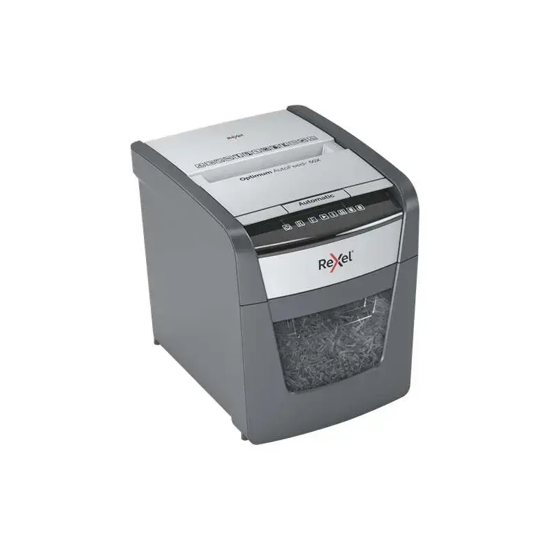 Rexel Optimum AutoFeed 50X Destructora Automatica de Corte en Particulas P-4 - Alimentacion Automatica 50 hojas y Ranura Manual
