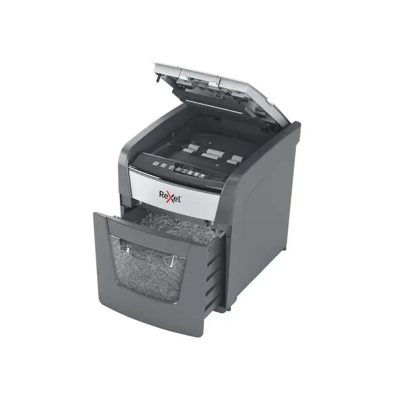 Rexel Optimum AutoFeed 50X Destructora Automatica de Corte en Particulas P-4 - Alimentacion Automatica 50 hojas y Ranura Manual