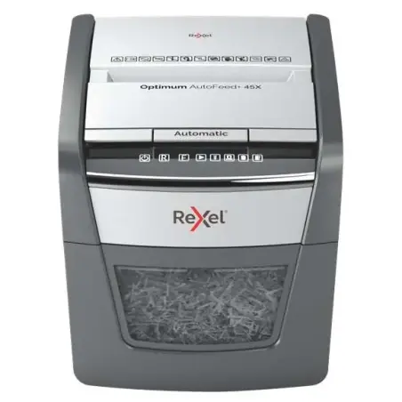 Rexel Optimum AutoFeed 45X Destructora Automatica de Corte en Particulas- 20L - Alimentacion Automatica 45 hojas - Ranura Manual