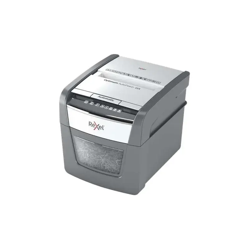 Rexel Optimum AutoFeed 45X Destructora Automatica de Corte en Particulas- 20L - Alimentacion Automatica 45 hojas - Ranura Manual