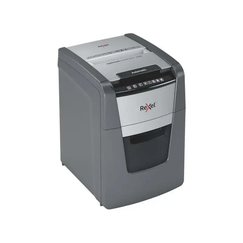 Rexel Optimum AutoFeed 100X Destructora Automatica de Corte en Particulas P-4 - Alimentacion Automatica 100 Hojas y Manual 8 Hoj