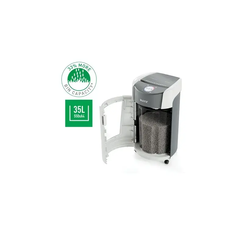 Leitz IQ OptiMax Office Destructora de Papel Manual DIN P5 - Destruye hasta 10 Hojas - Tiempo de Funcionamiento Continuo 120m -