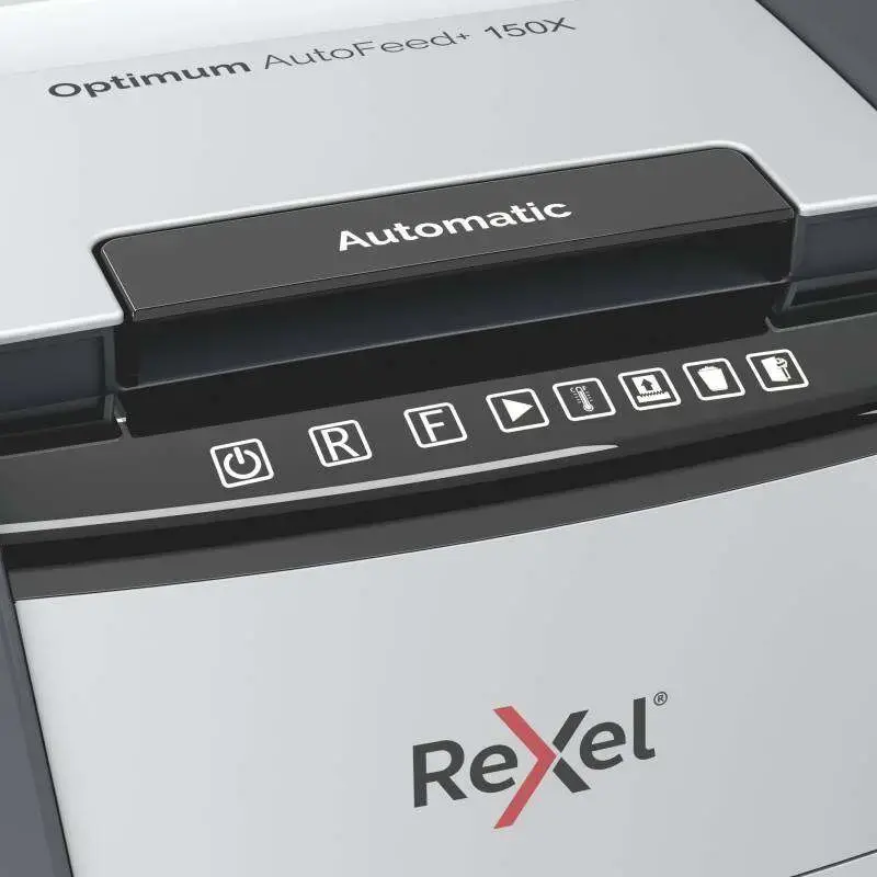 Rexel Optimum Autofeed 150X Destructora Automatica de Corte en Particulas P-4 - Autolimentacion de 150 Hojas, Manual de 8 Hojas