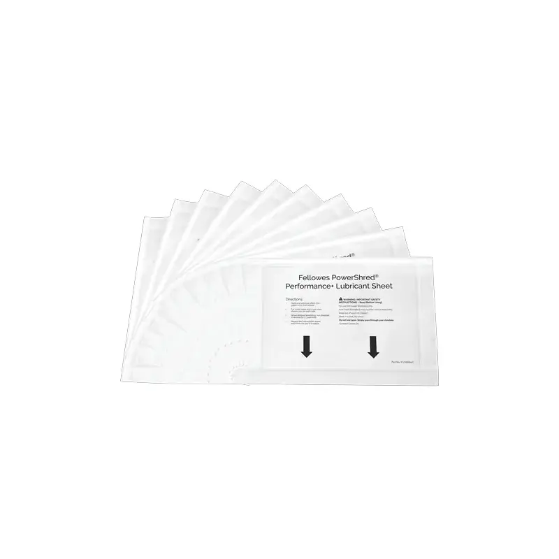 Fellowes Pack de 10 Hojas Lubricantes para Destructoras - Mejora Rendimiento y Evita Atascos - Aceite Vegetal - Compatible con T