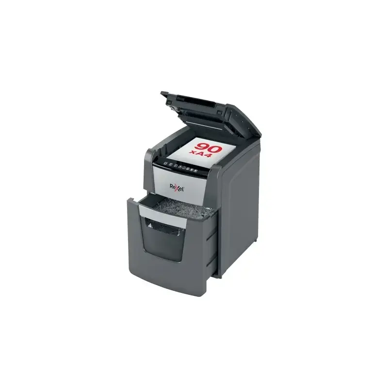 Rexel Optimum AutoFeed 90X Destructora Automatica de Corte en Particulas P-4 - Autoalimentacion 90 Hojas, Manual 8 Hojas - Anti