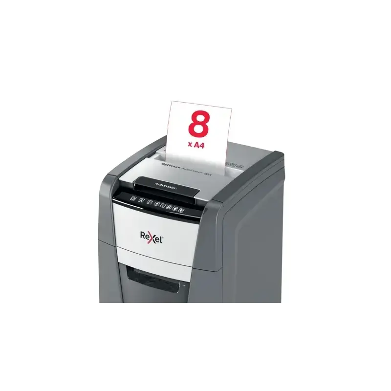Rexel Optimum AutoFeed 90X Destructora Automatica de Corte en Particulas P-4 - Autoalimentacion 90 Hojas, Manual 8 Hojas - Anti